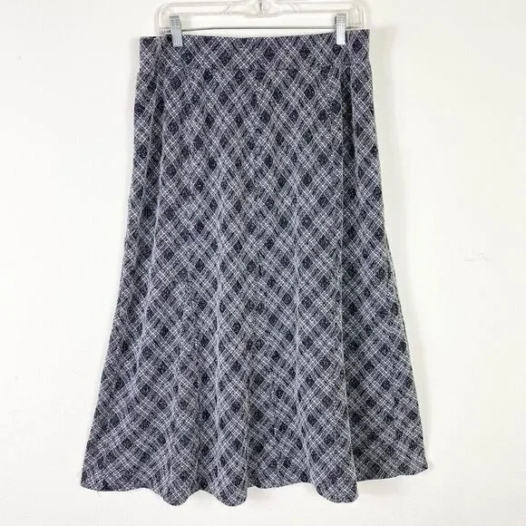 Avenue Black & White Plaid Twee A Line Midi Skirt Size 14/16 - Picture 2 of 5